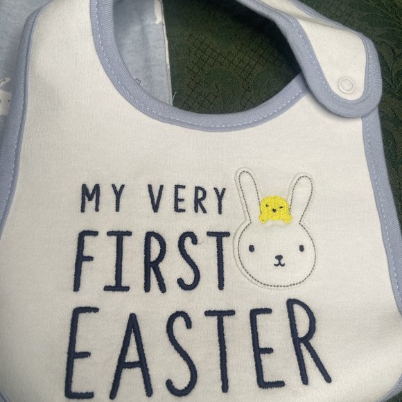 NWT NB 6-9 0 3-6 Easter bib hat sleeper carters layette baby shower present gift - Picture 3 of 10